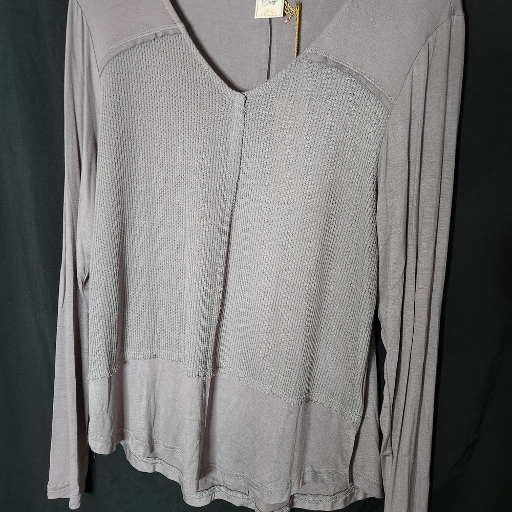 White Crow Light Gray V-Neck Blouse